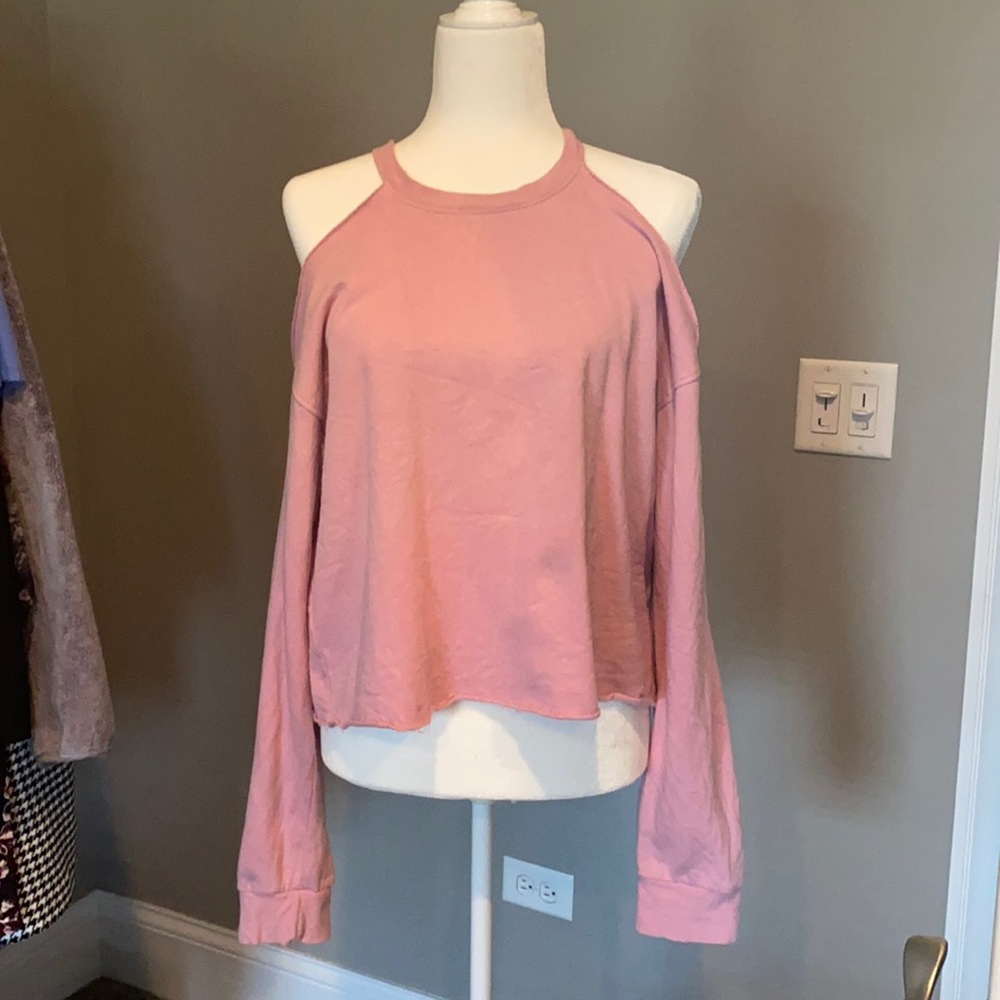 Pink cut out shoulder LAHearts sweat shirt